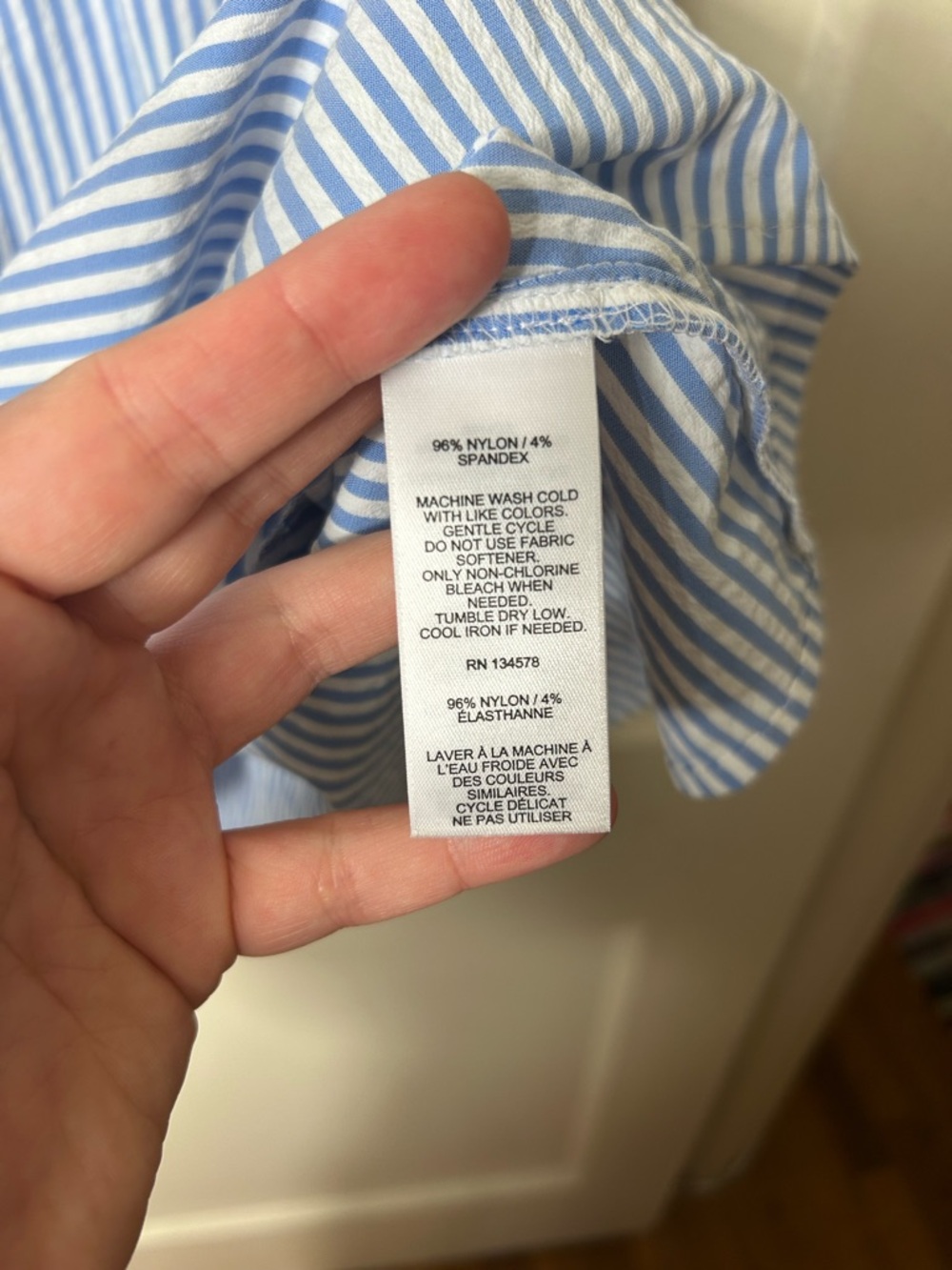 Vineyard Vines performance harbor ruffle dress blue seersucker womens XS - Picture 10 of 10